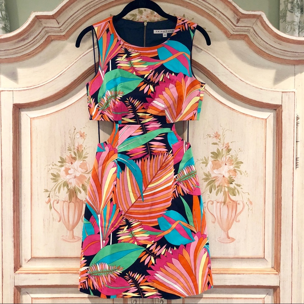 Trina Turk District Dress Size 0 navy and multicoloured print - Picture 1 of 5